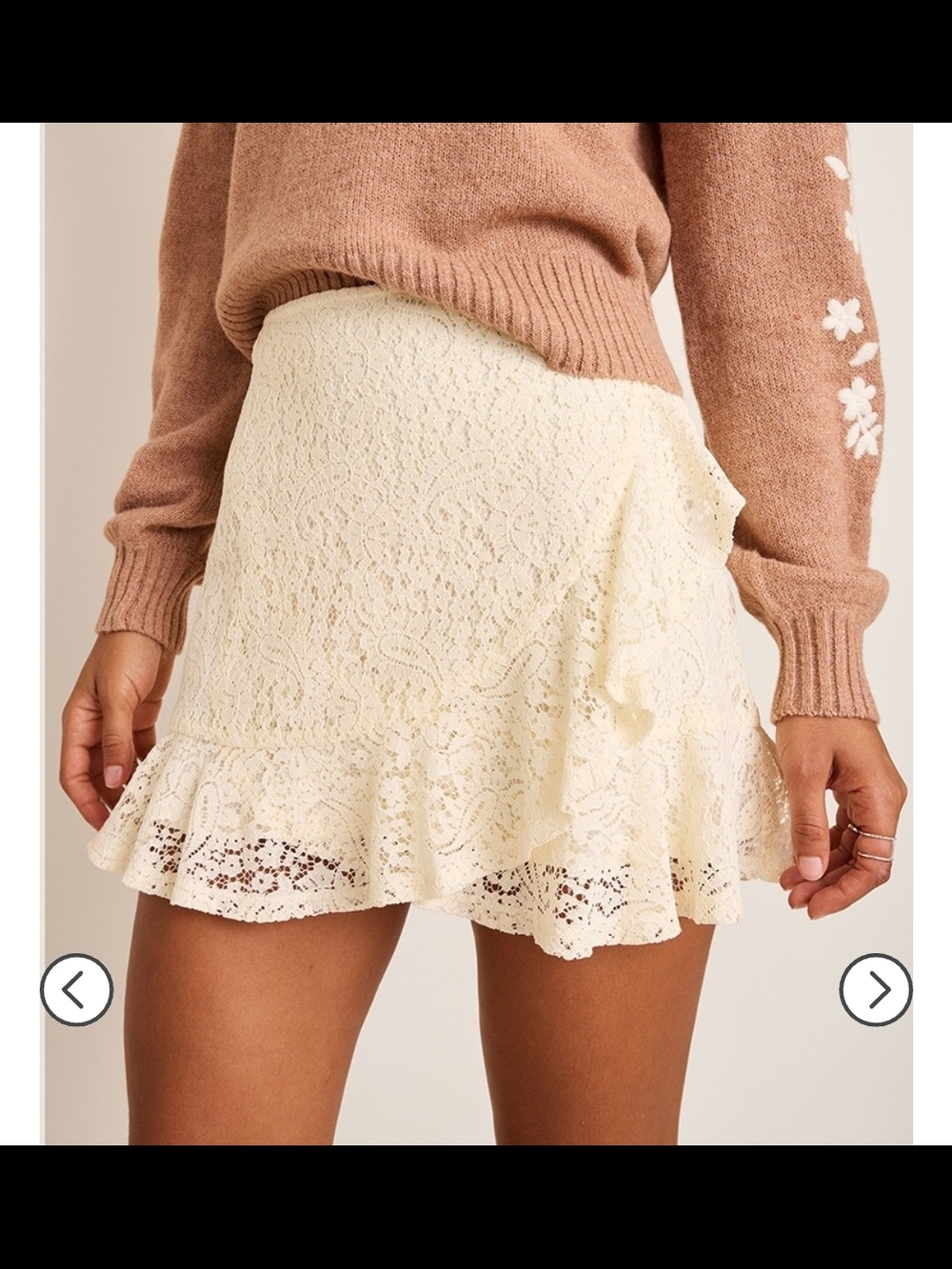 Francesca's Collections Jamie Lace Ruffle Mini Skirt